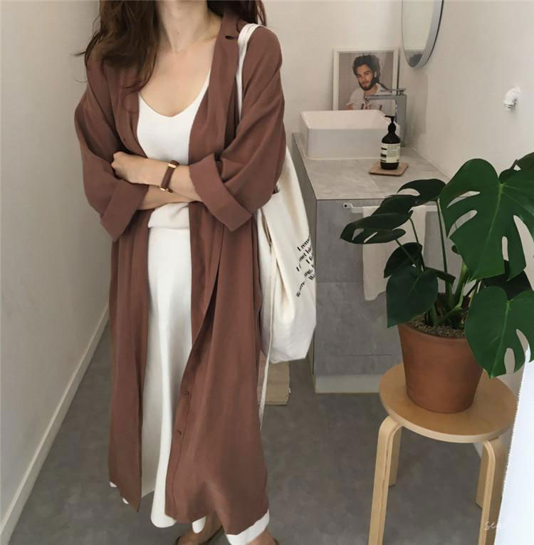ボタン付きロングワンピースカーディガン2スタイル