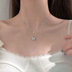 蝶ダブルネックレスシンプルアクセサリー