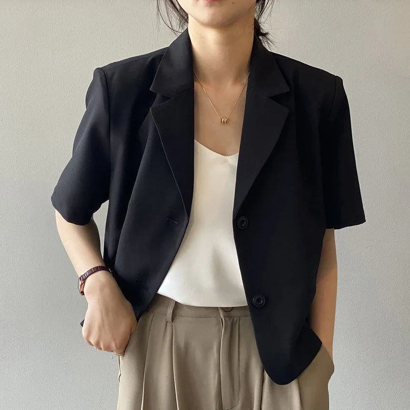 3カラー半袖ブレザーショートタイプ薄ブレザー春夏コーデアウター