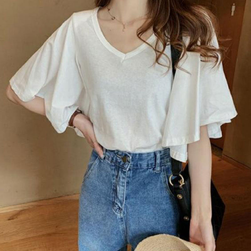【お得】フレア裾半袖無地Tシャツトップス