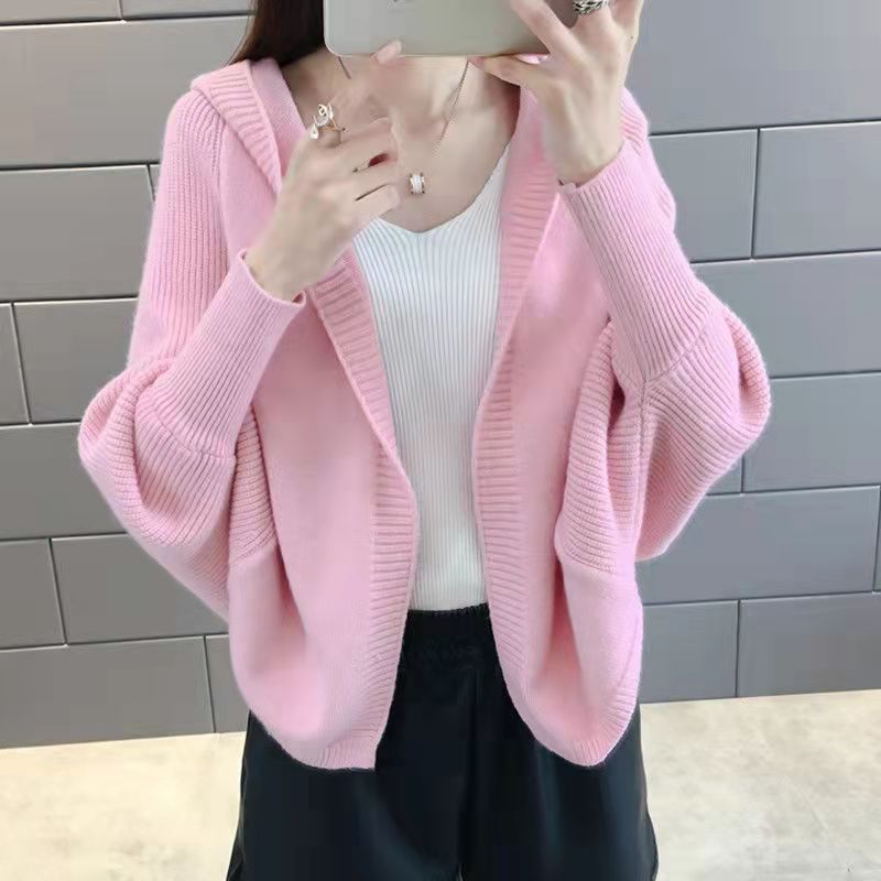 女子力アップエレガント無地気質コーデしやすいバットシャツニットアウター