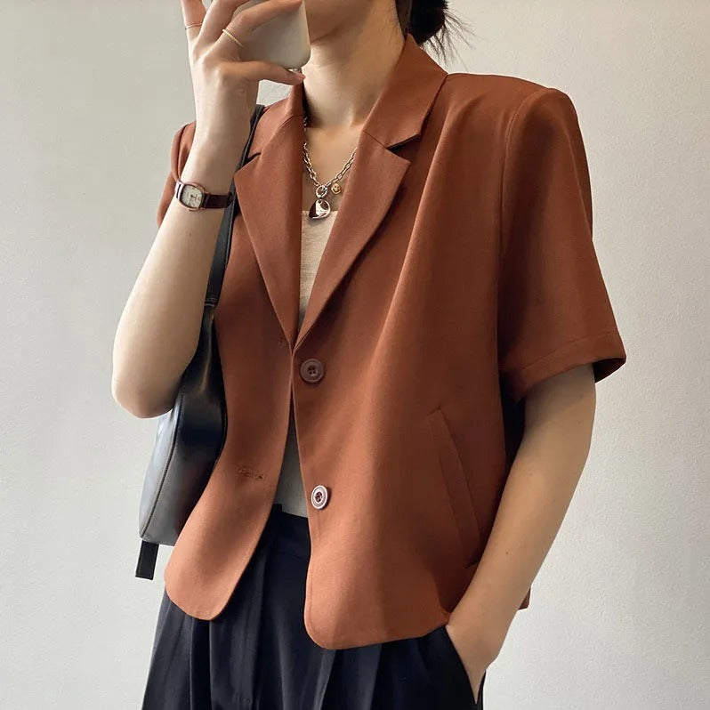3カラー半袖ブレザーショートタイプ薄ブレザー春夏コーデアウター