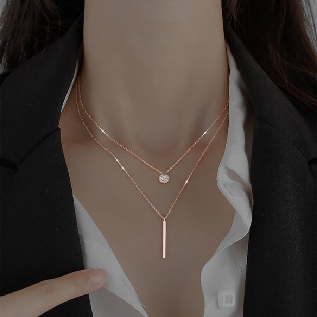 幾何ダブルネックレスシンプルアクセサリー