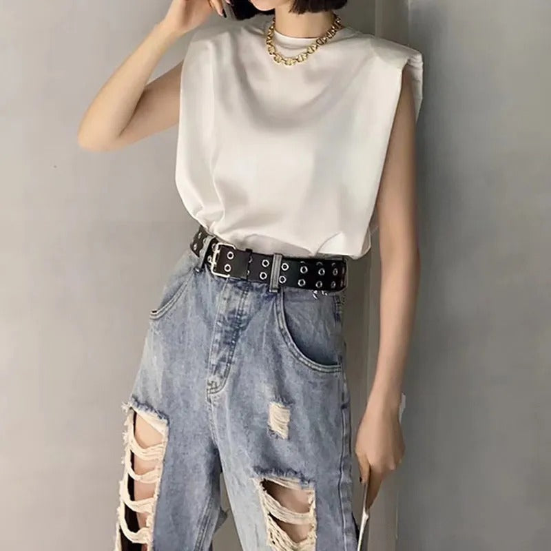 フレンチ袖無地シンプルTシャツ