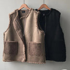 ラムフリースリバーシブル両面着れるファーベストカーディガン