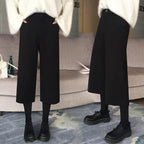 秋冬無地カジュアル合わせやすいラシャ着痩せハイウエストパンツ