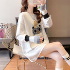 フクロウプリントかわいい長袖Ｔシャツトップス