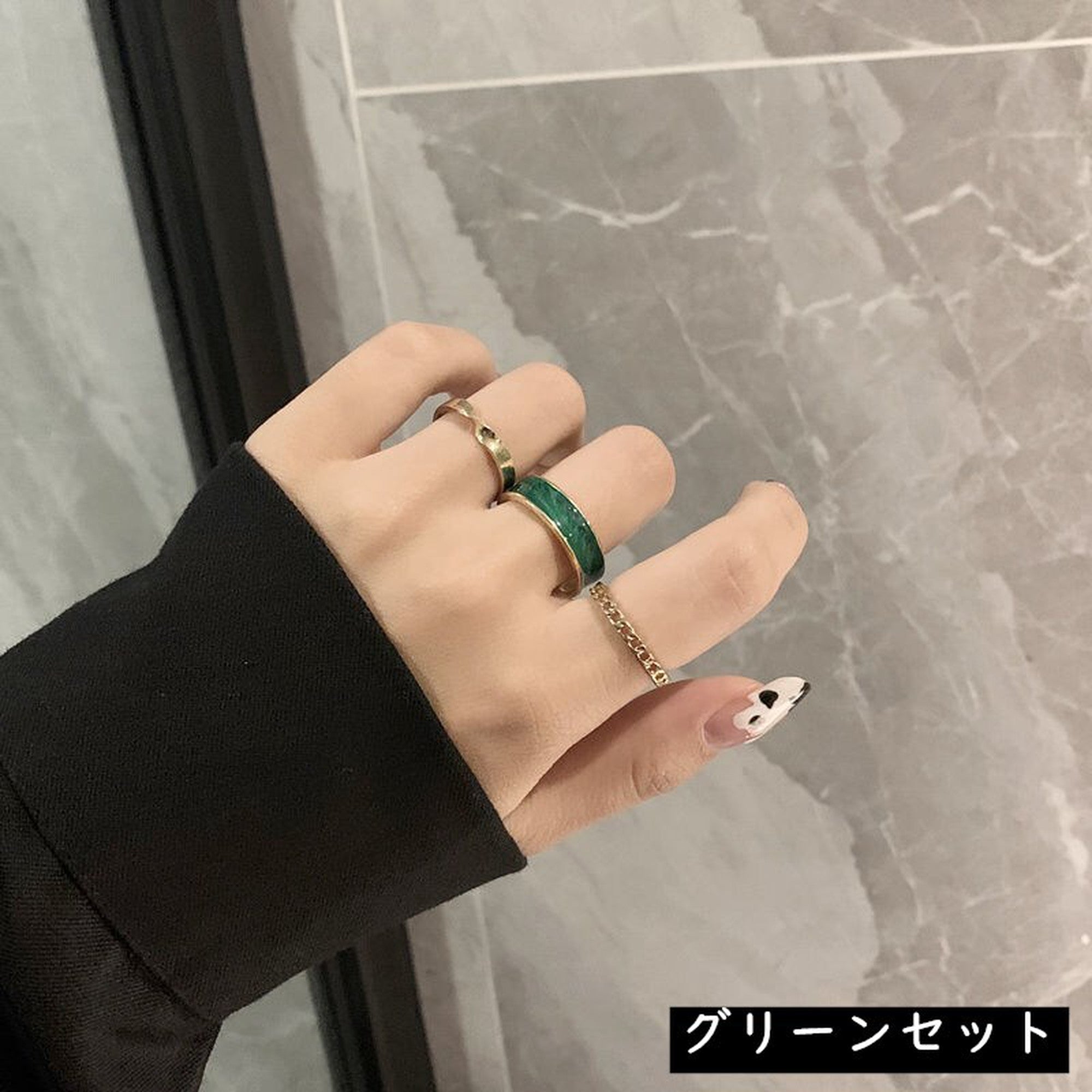 マーブル3ピースリング指輪アクセサリー